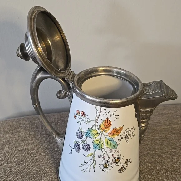 Manning Bowman & Co Pewter and Enamelware Autumn Coffee and Tea Pot, Graniteware
